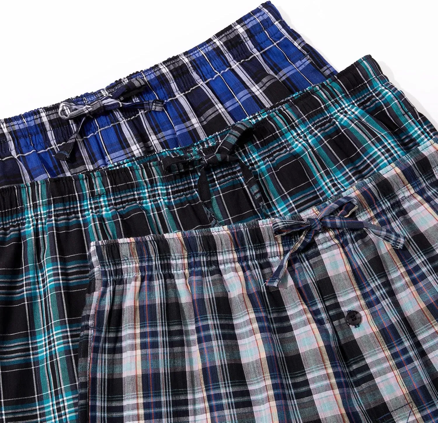 JupiterSecret Mens Pajama Pants Set Cotton Lightweight Plaid Sleep & Lounge Pants, PJ Bottoms with Pockets and Button Fly