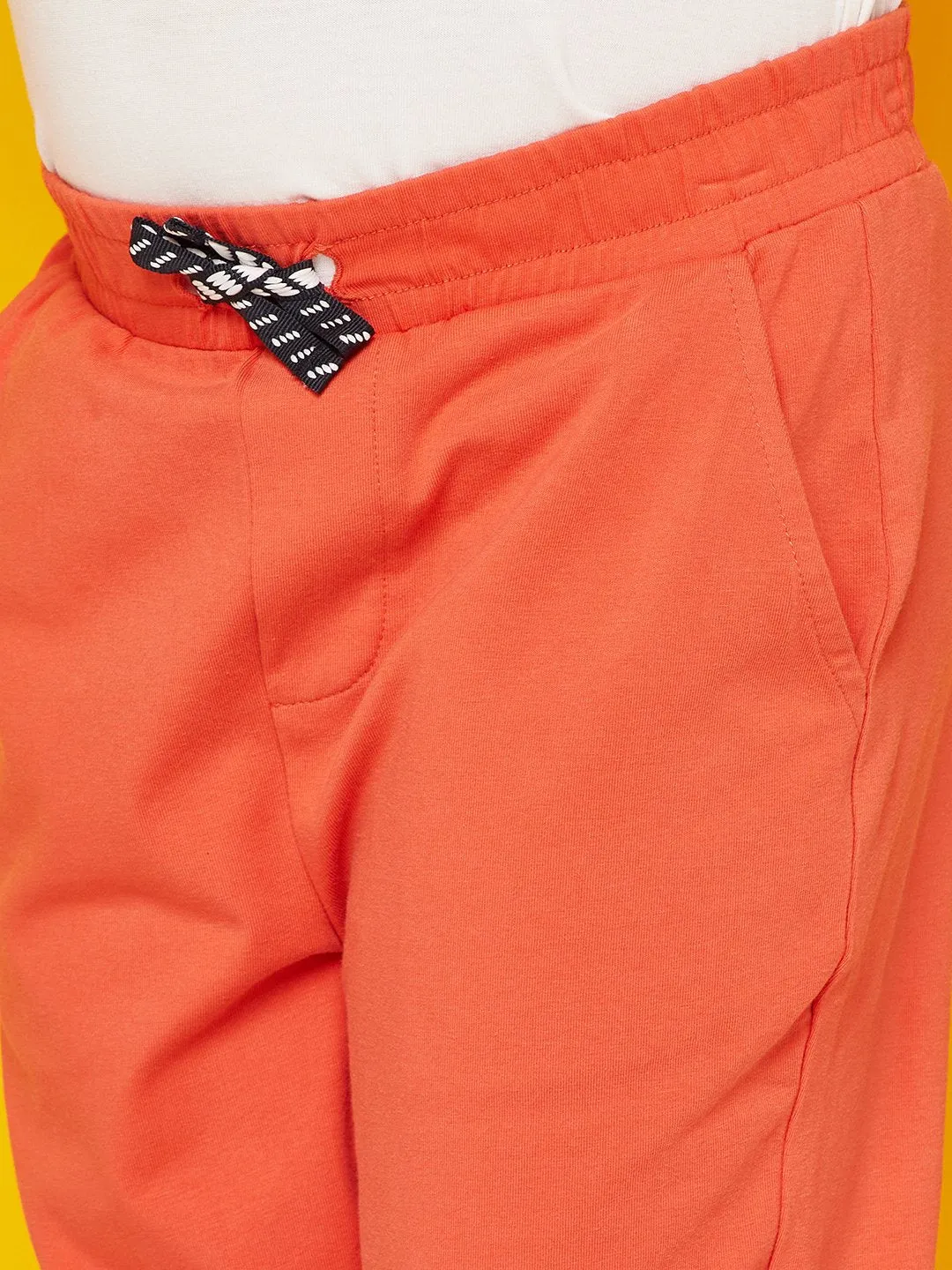 Kid Boys' Off-White Printed T-Shirt and Zesty Orange Joggers Set