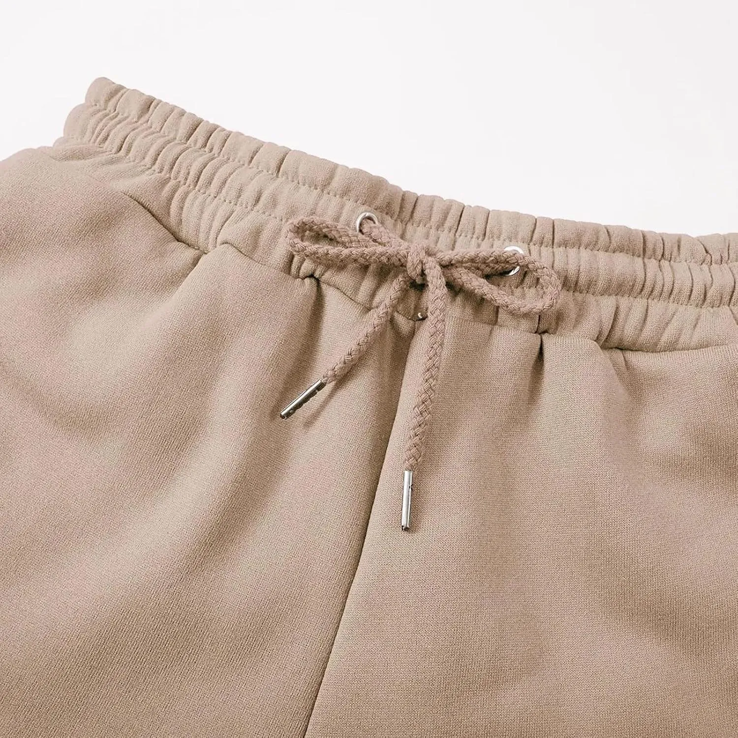 Ladies Solid Color Drawstring Elastic Waist Casual Loose Foot Fleece Sweatpants Womens Pants Casual Dress