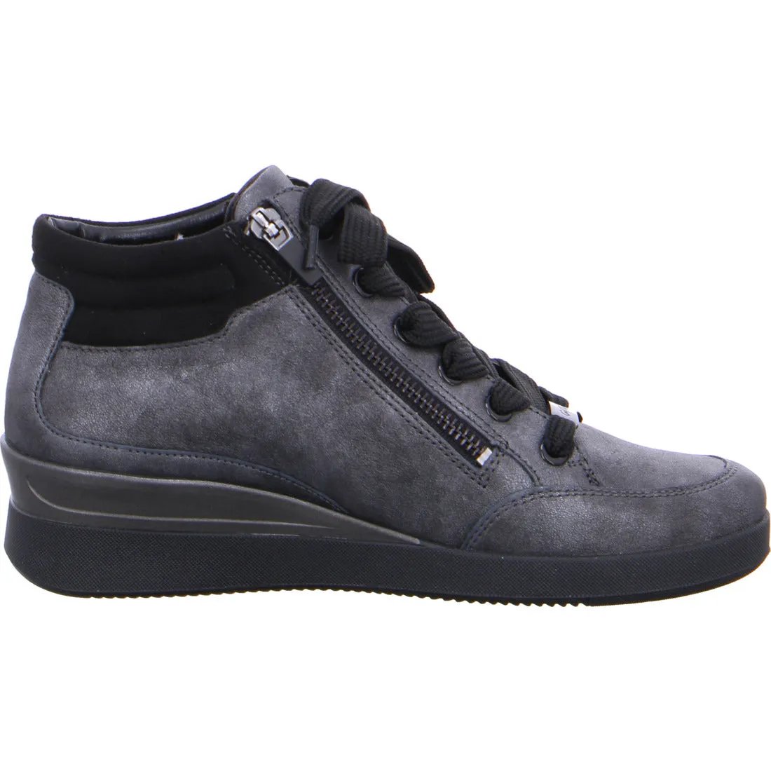 Lazio Lace Up Zipper Wedge Heel High Top Trainer Shoe