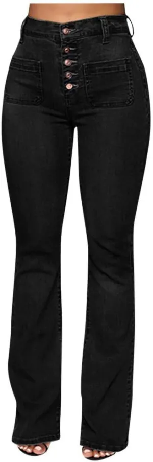 LCMTWX Stretch Jeans for Women Leg Solid Button Shopping Girls Clothes for Women Blue Tummy Control Jeans Plus Size Womens