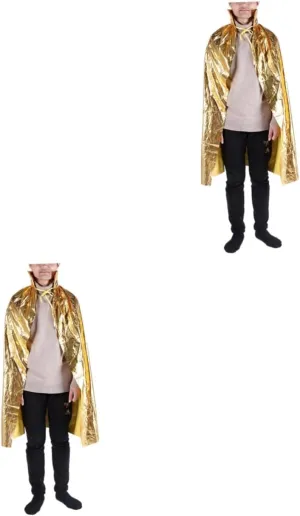 LIFKOME 2pcs Halloween Cape for Adults Cosplay Cloak Comfortable Party Accessory Costume Robe Golden