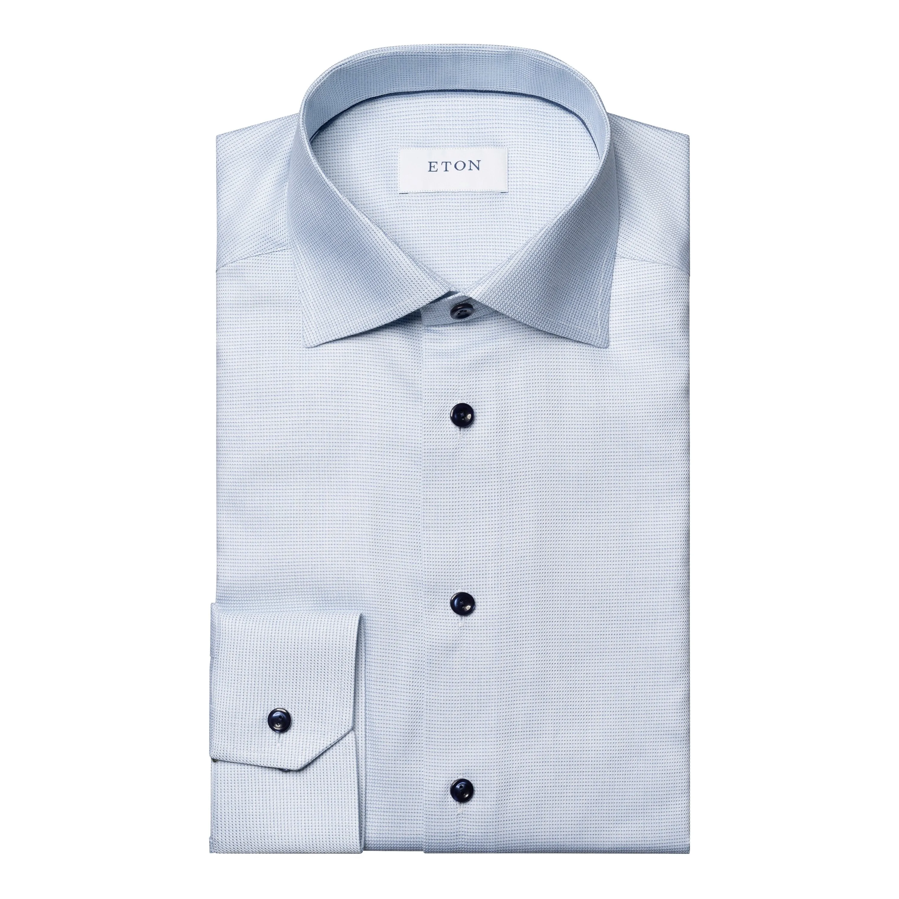 Light Blue Semi Solid Cotton Tencel™ Lyocell Slim Fit Shirt - ETON