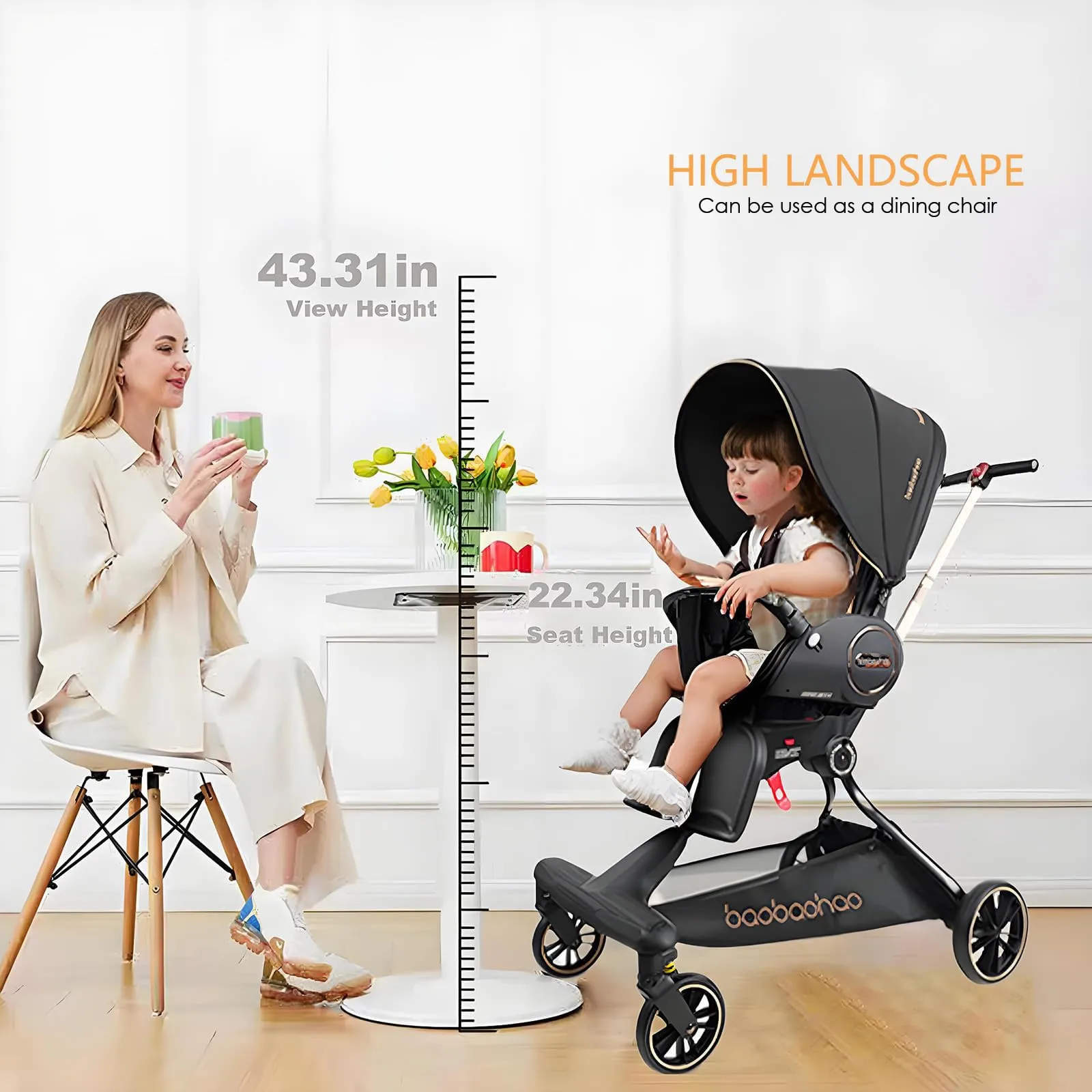 Lightweight 360° Rotable Baby Stroller with Canopy