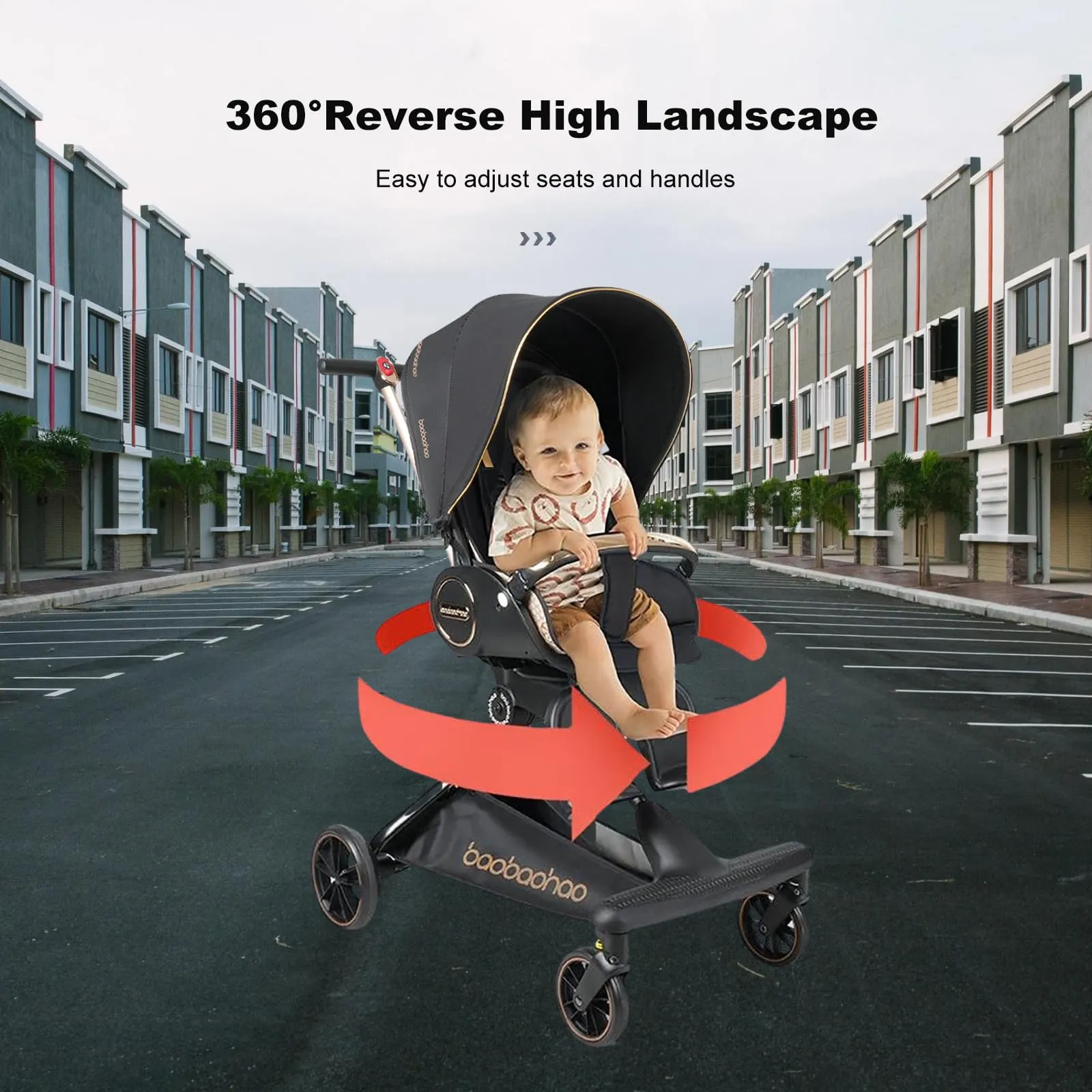 Lightweight 360° Rotable Baby Stroller with Canopy