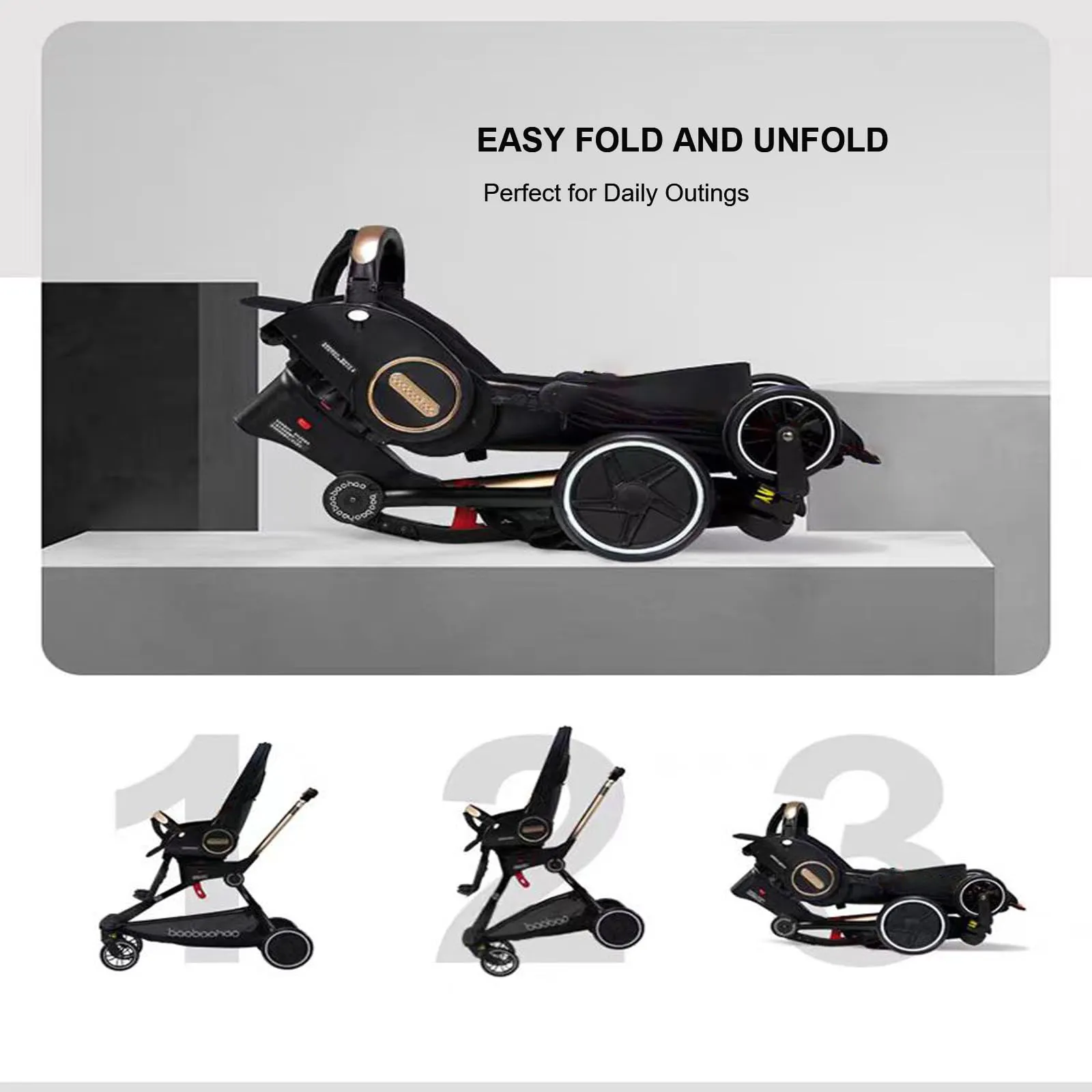 Lightweight 360° Rotable Baby Stroller with Canopy