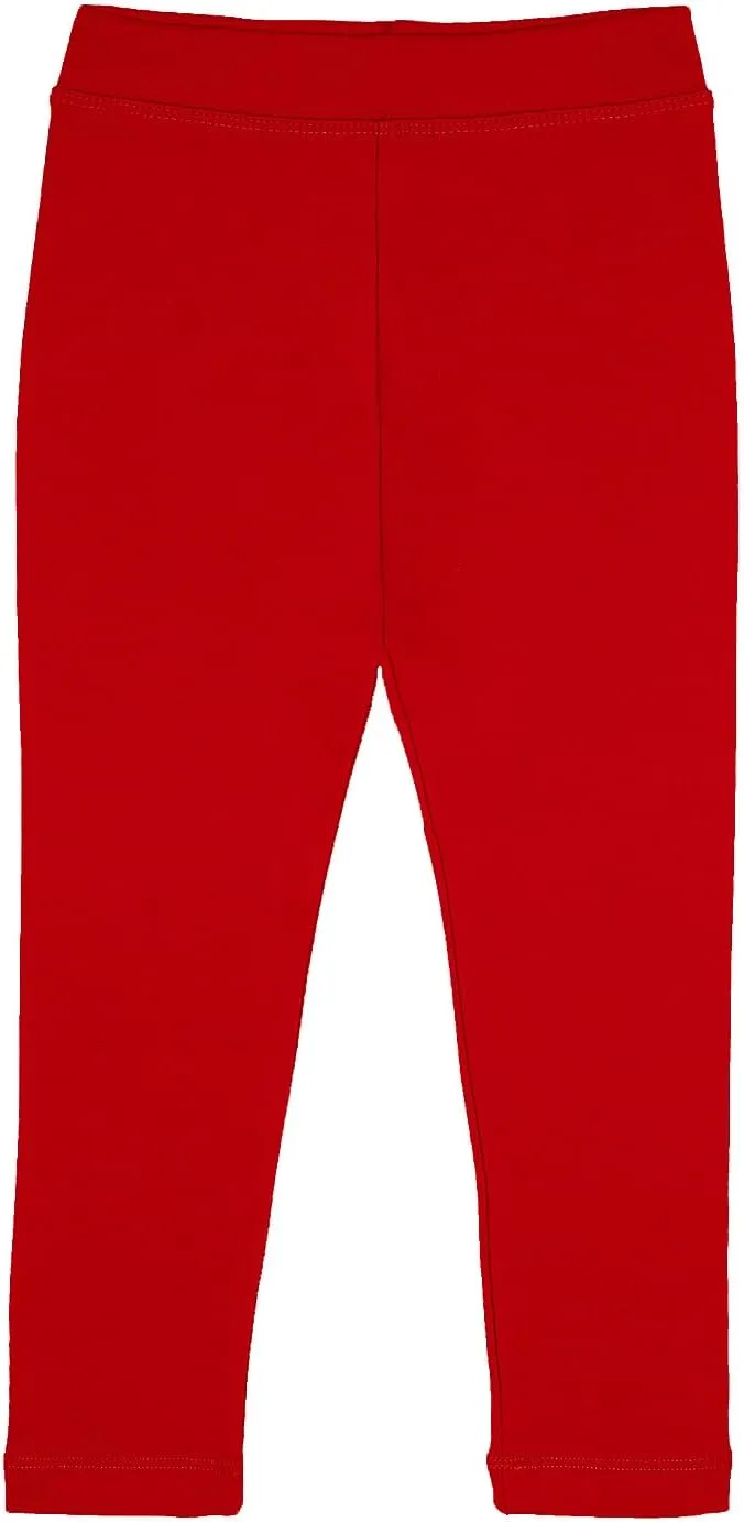 Lilax Girls' Basic Solid Full Length Cotton Soft Leggings
