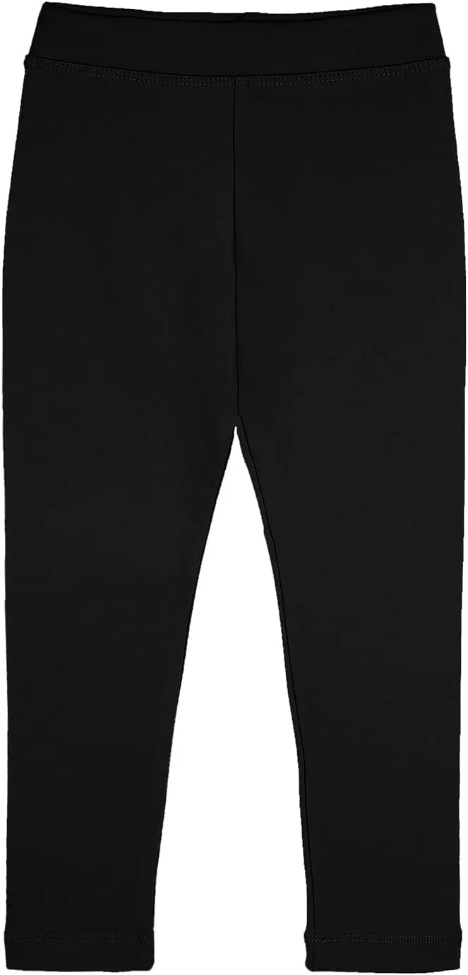 Lilax Girls' Basic Solid Full Length Cotton Soft Leggings
