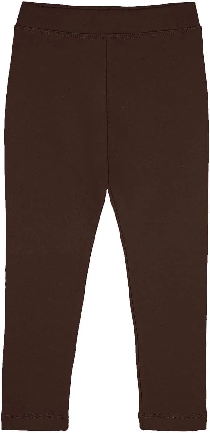 Lilax Girls' Basic Solid Full Length Cotton Soft Leggings
