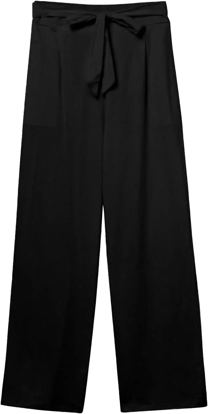 Linen Pants for Women Casual Straight Leg Loose Fit Summer Pants High Waisted Quick Dry Vacation Trousers with Pockets