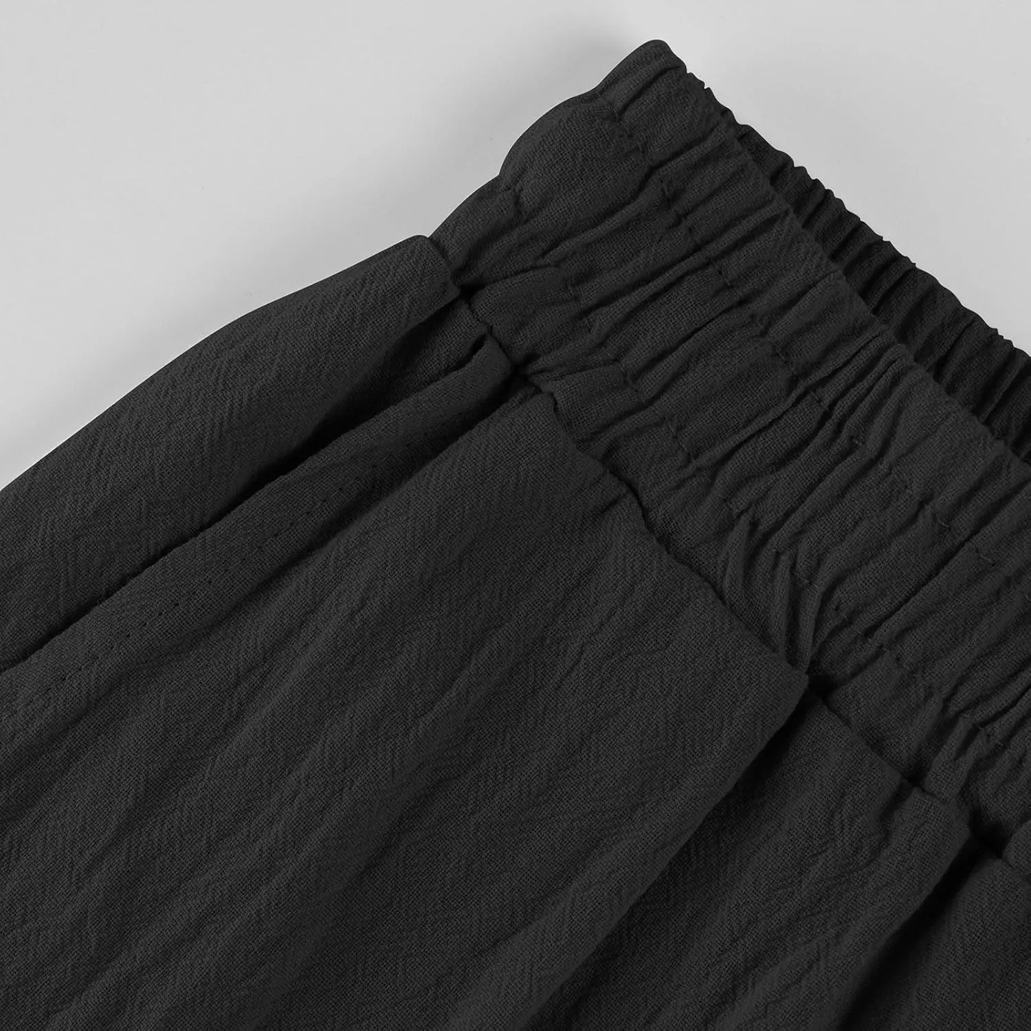 Linen Pants Women 2025 Summer Casual Straight Leg Pants Drawstring Elastic High Waisted Lightweight Trousers with Pockets