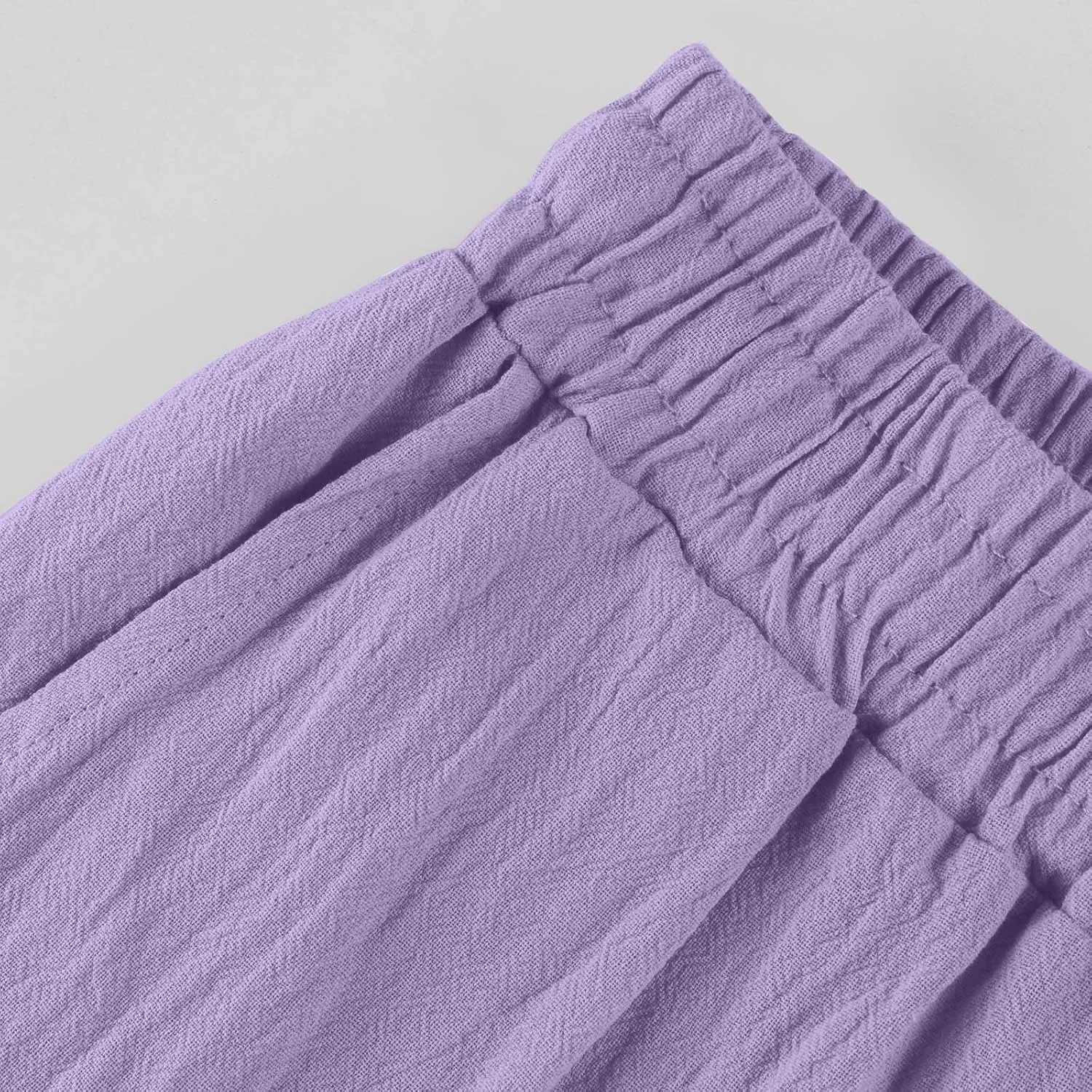 Linen Pants Women 2025 Summer Casual Straight Leg Pants Drawstring Elastic High Waisted Lightweight Trousers with Pockets