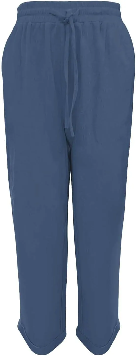Linen Pants Women Lounge Athletic Work Elastic Comfy Bermuda Petite High Waisted Palazzo Capri Joggers Set