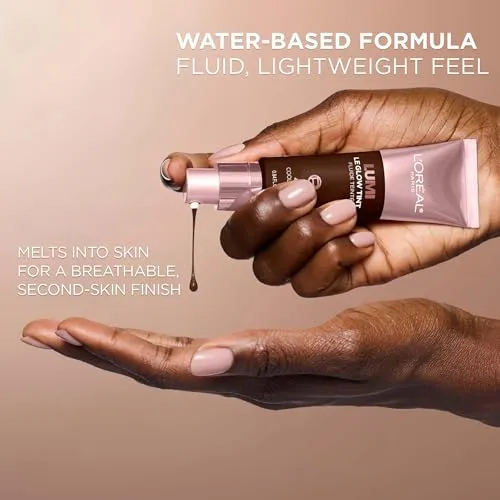 L'Oréal Paris Lumi Le Glow Tint, Glowy Skin Tint Foundation, Lightweight Buildable Coverage, Water-Based Formula, Medium Deep Warm 310, 25 ml