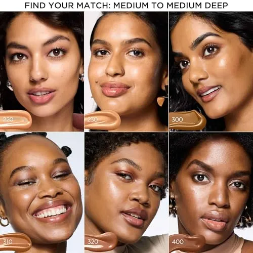 L'Oréal Paris Lumi Le Glow Tint, Glowy Skin Tint Foundation, Lightweight Buildable Coverage, Water-Based Formula, Medium Deep Warm 310, 25 ml