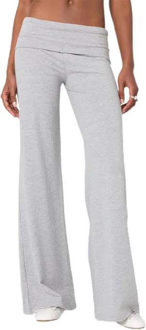 Lounge Yoga Pants for Women Fold Over Low Waist Wide Leg Sweatpants Flare Leggings Bell Bottoms Y2K Foldover Pants