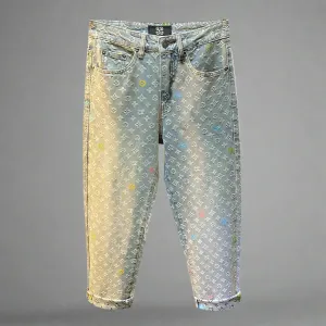 Luxury Designer Retro Jacquard Jeans