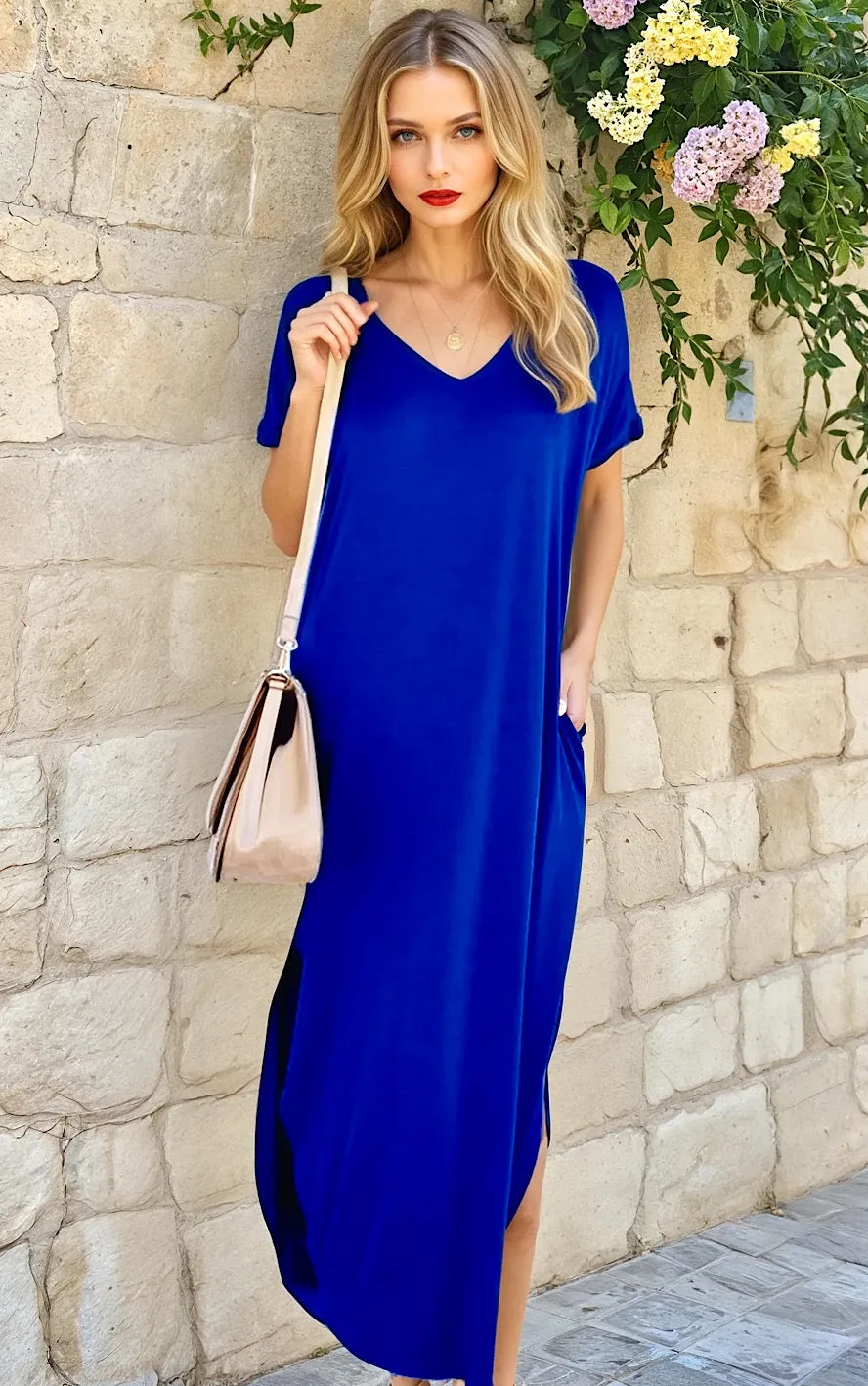 Maddie Royal Blue T-shirt Maxi Dress