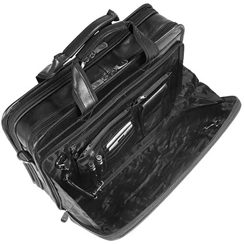 Mancini Black Italian Leather Briefcase Laptop