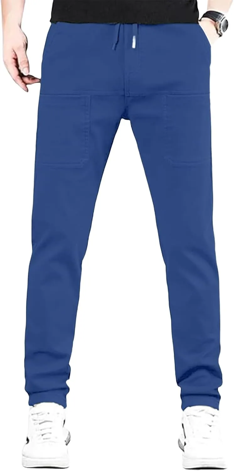 Men Comfy Cargo Pants Stretch Slim Fit Multi Pockets Hiking Pants Tactical Joggers Athletic Pants Tapered Casual Pant