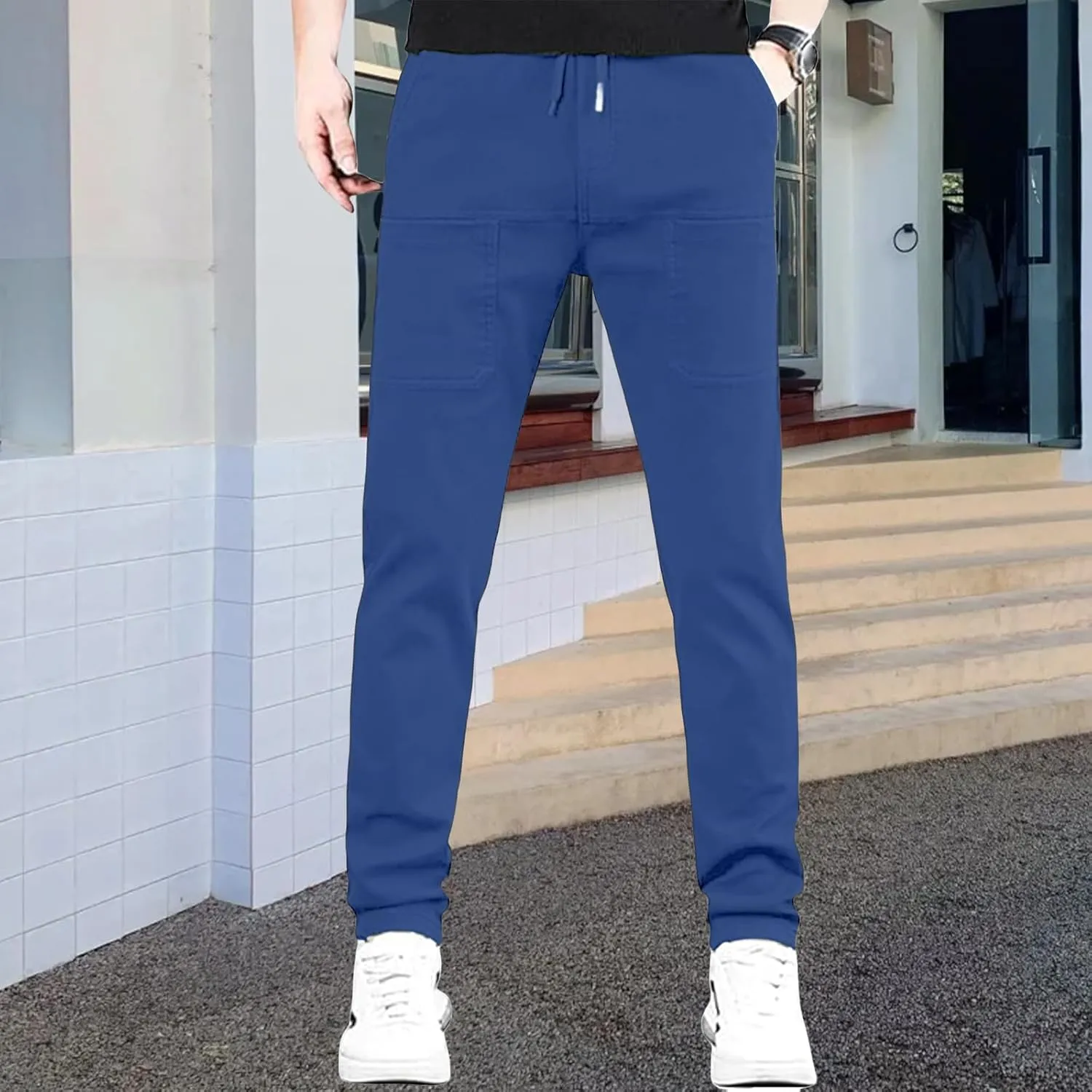 Men Comfy Cargo Pants Stretch Slim Fit Multi Pockets Hiking Pants Tactical Joggers Athletic Pants Tapered Casual Pant