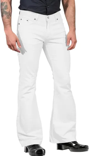 Men's Bell Bottom Pants Vintage 70s Disco Outfits Flared Pants Stretch Slim Fit Casual Denim Trousers with Pockets