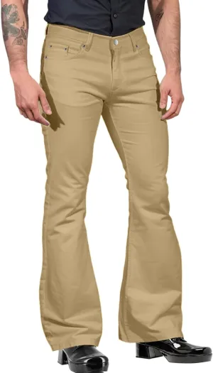 Men's Bell Bottom Pants Vintage 70s Disco Outfits Flared Pants Stretch Slim Fit Casual Denim Trousers with Pockets
