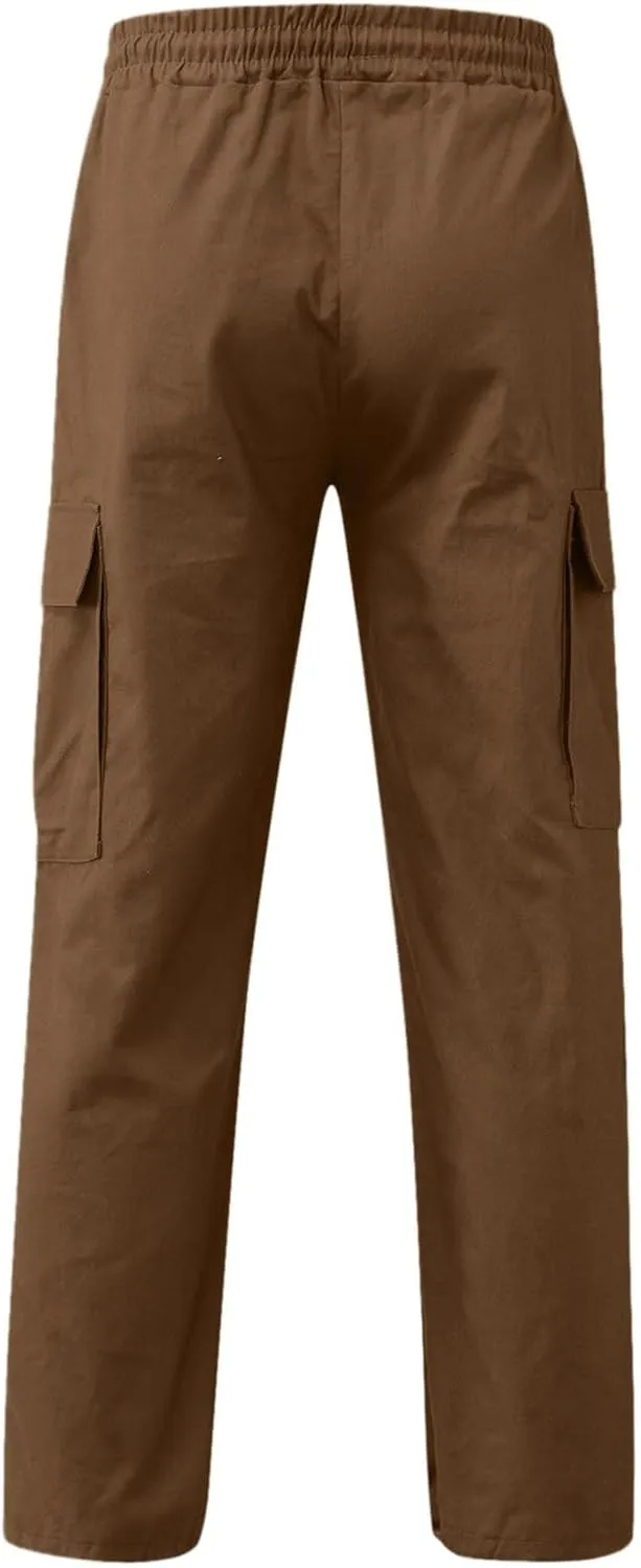 Mens Cargo Pants, Casual Comfy Outdoor Hiking Pants for Men, Athletic Joggers Sweatpants, Lightweight Capris Pants Men