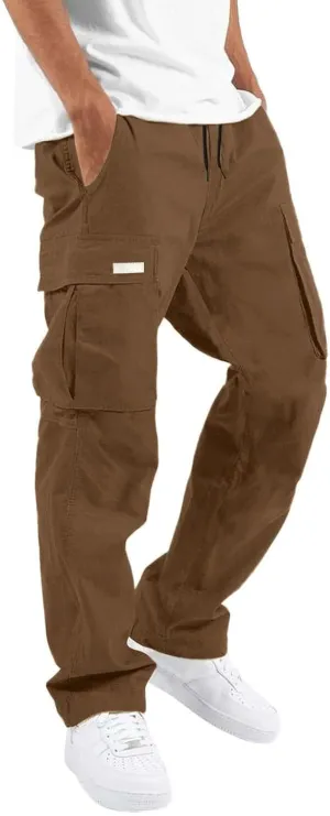 Mens Cargo Pants, Casual Comfy Outdoor Hiking Pants for Men, Athletic Joggers Sweatpants, Lightweight Capris Pants Men
