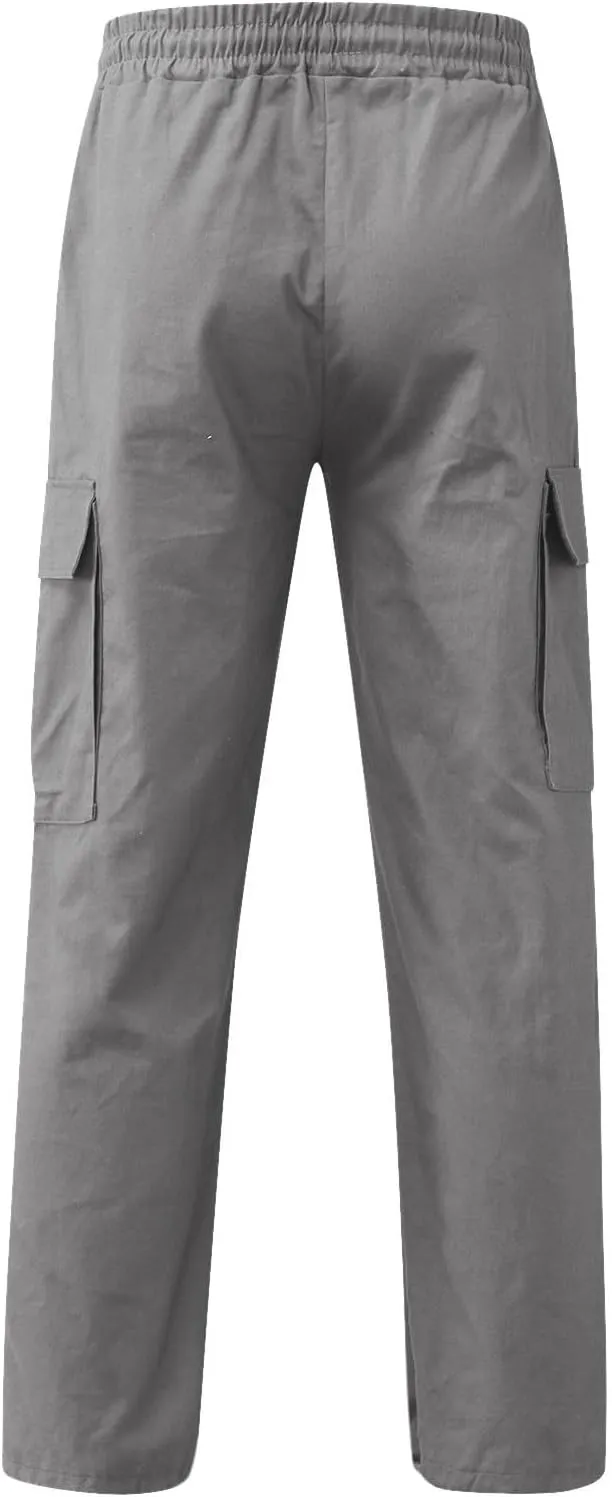 Mens Cargo Pants, Casual Comfy Outdoor Hiking Pants for Men, Athletic Joggers Sweatpants, Lightweight Capris Pants Men