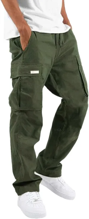 Mens Cargo Pants, Casual Comfy Outdoor Hiking Pants for Men, Athletic Joggers Sweatpants, Lightweight Capris Pants Men