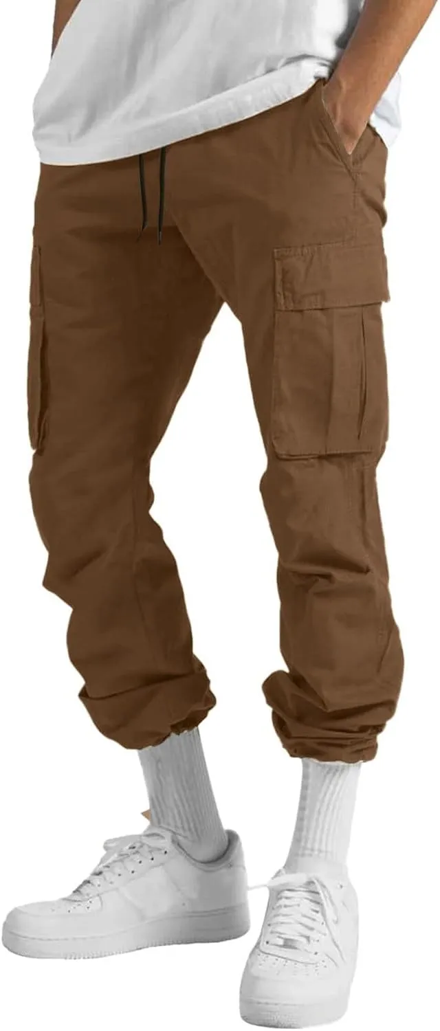 Mens Cargo Pants, Casual Comfy Outdoor Hiking Pants for Men, Athletic Joggers Sweatpants, Lightweight Capris Pants Men