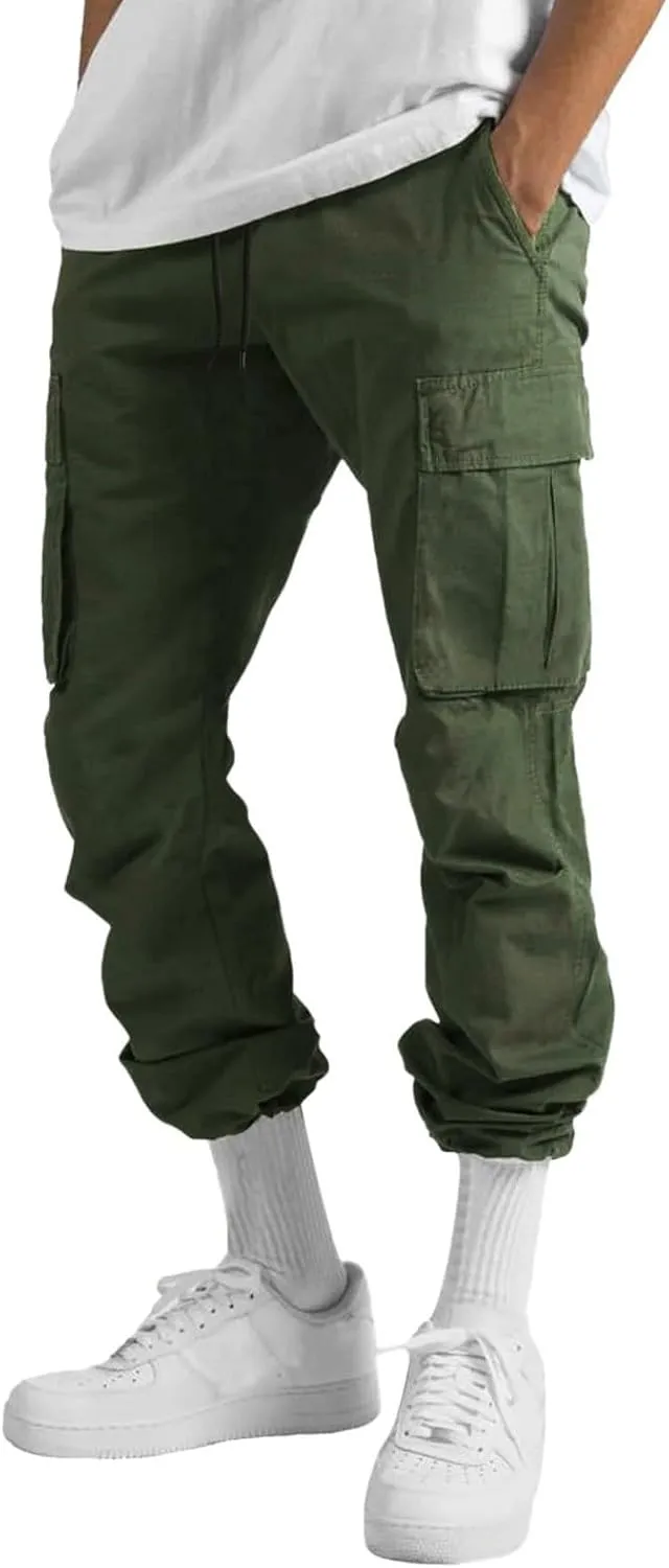 Mens Cargo Pants, Casual Comfy Outdoor Hiking Pants for Men, Athletic Joggers Sweatpants, Lightweight Capris Pants Men