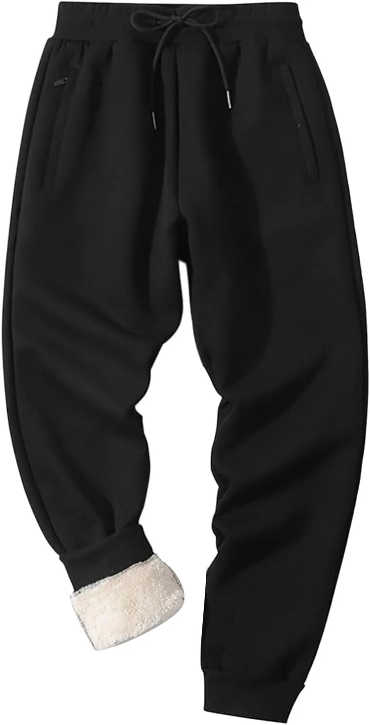 Mens Casual Cotton Sweatpants Breathable Comfy Joggers Sports Pants Fall Winter Long Trousers with Pockets