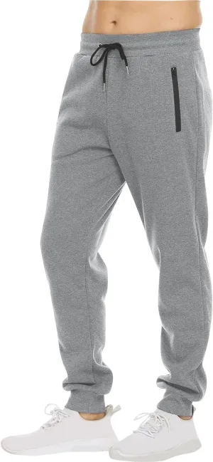 Mens Casual Fleece Drawstring with Zipper Pocket Jogger Sweatpants for Jogging Running Athletic Workout Activities