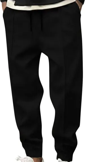 Mens Casual Pants Fall Baggy Sweatpants Comfy Breathable Work Pants Plus Size Wide Leg Pants with Elastic Waist