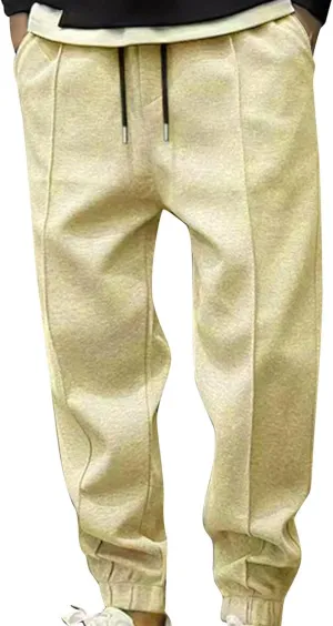 Mens Casual Pants Fall Baggy Sweatpants Comfy Breathable Work Pants Plus Size Wide Leg Pants with Elastic Waist