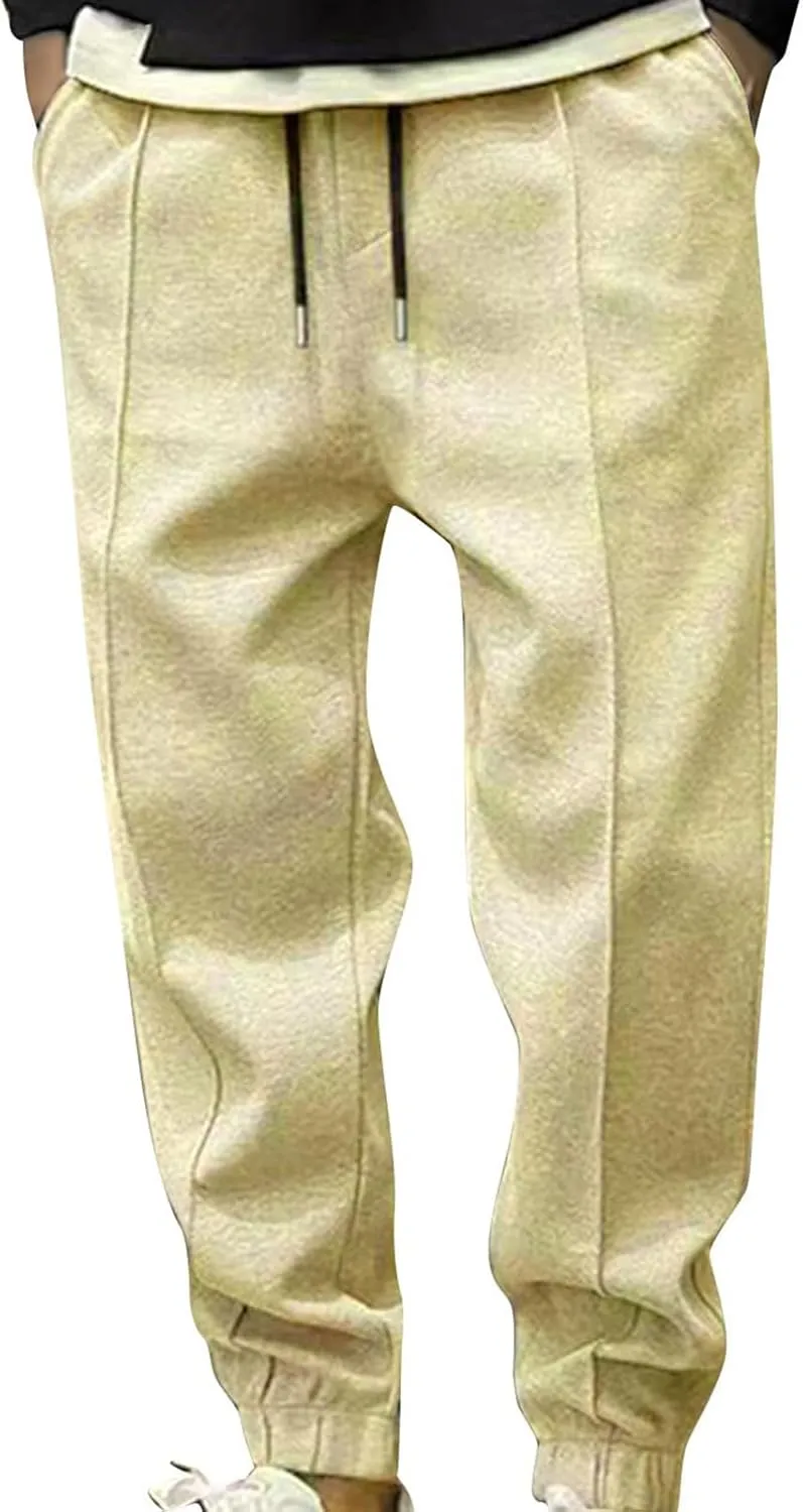 Mens Casual Pants Fall Baggy Sweatpants Comfy Breathable Work Pants Plus Size Wide Leg Pants with Elastic Waist