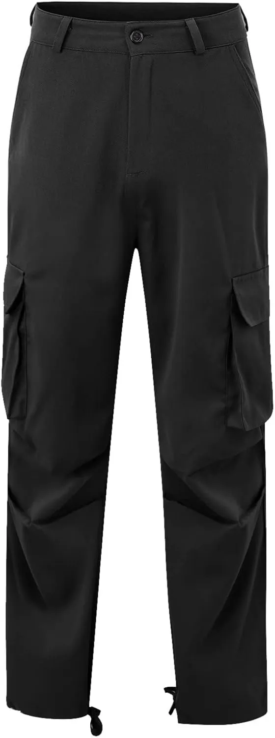 Men's Causal Cotton Cargo Pants,Loose-Fit Comfy Classic Lightweight Daily Wear with Multi-Pocket Athletic Joggers