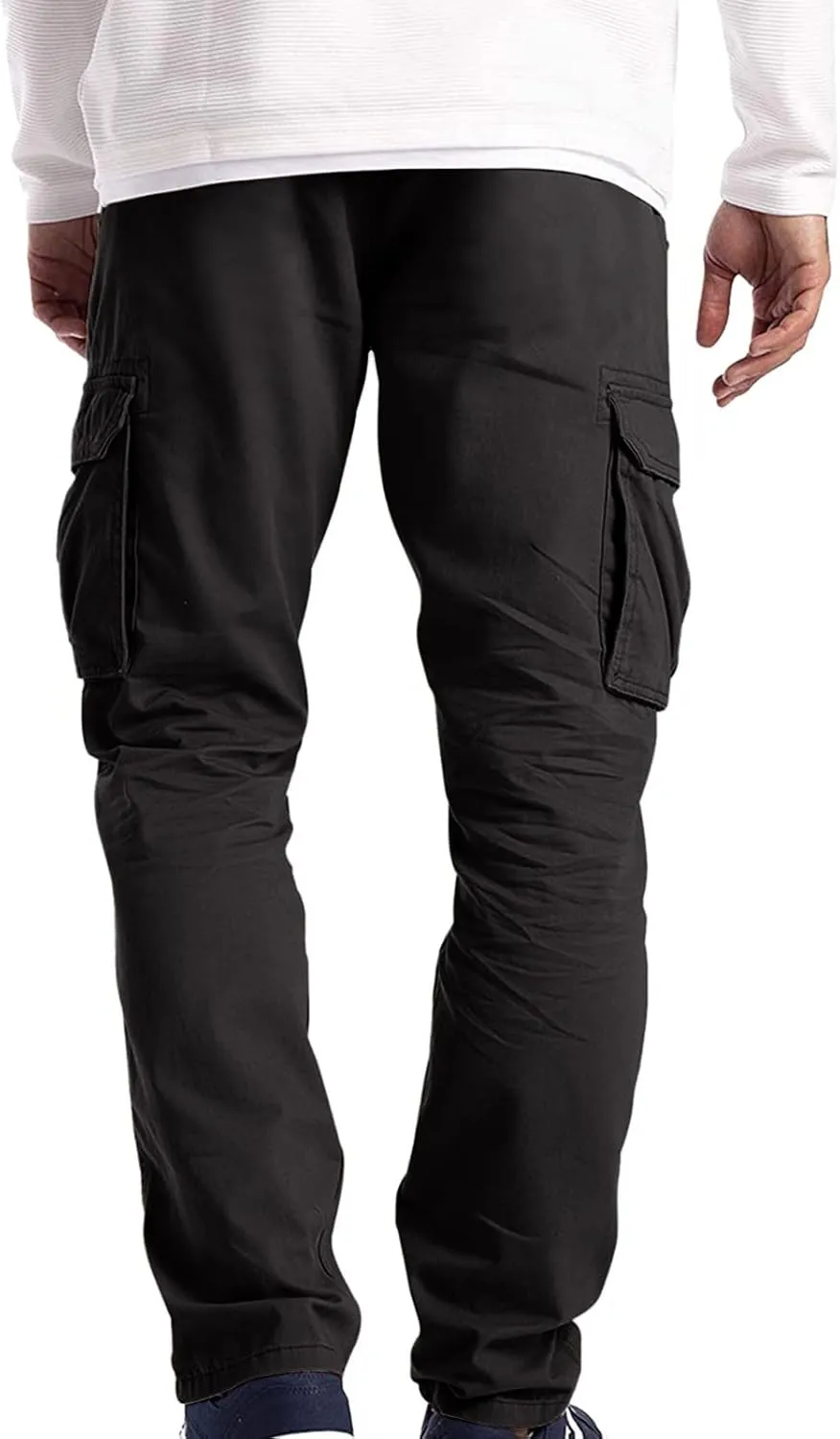 Men's Causal Cotton Cargo Pants,Loose-Fit Comfy Classic Lightweight Daily Wear with Multi-Pocket Athletic Joggers
