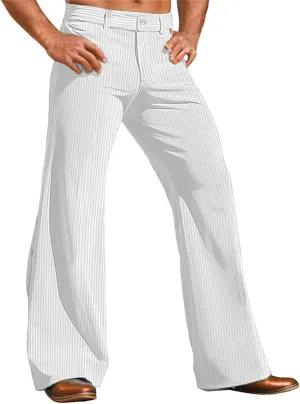Mens Corduroy Wide Leg Pants Vintage Bell Bottom Pants Elastic Waisted Fashion Casual Stretch Slim Fit Hippie Trousers