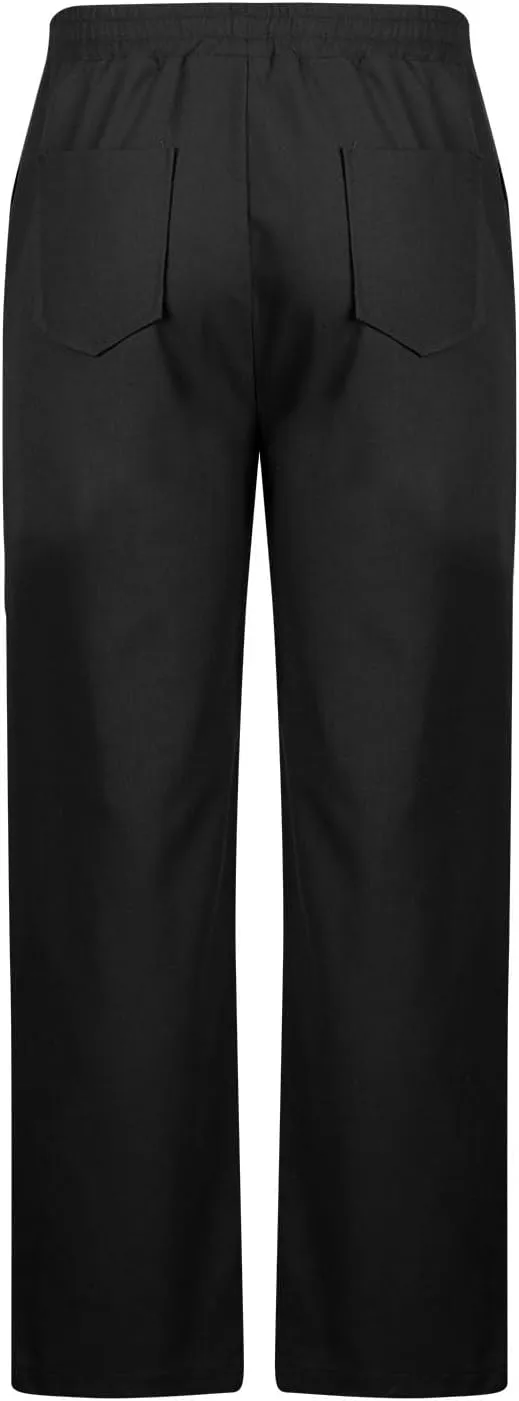 Men's Cotton Linen Pants Casual Work Pant Spring Business Elastic Drawstring Waist Trousers 2025 Solid Comfy Outfits