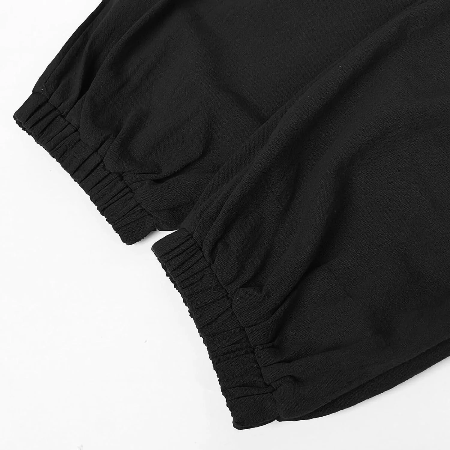 Mens Fashion Cotton Linen Pants Elastic Pleated Drawstring Pant Outing Hiking Casual Trousers Vacation Travel Clothes