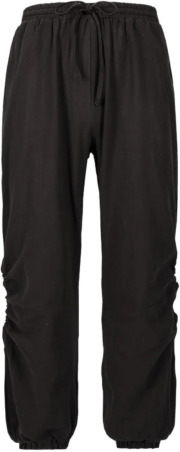 Mens Fashion Cotton Linen Pants Elastic Pleated Drawstring Pant Outing Hiking Casual Trousers Vacation Travel Clothes