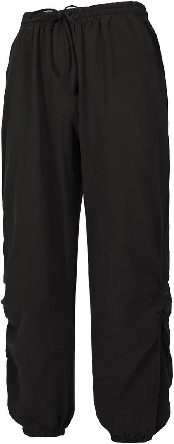 Mens Fashion Cotton Linen Pants Elastic Pleated Drawstring Pant Outing Hiking Casual Trousers Vacation Travel Clothes