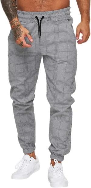 Men's Fashion Stretch Pants Slim Fit Plaid Skinny Long Pants Casual Business Cozy Golf Sweatpants