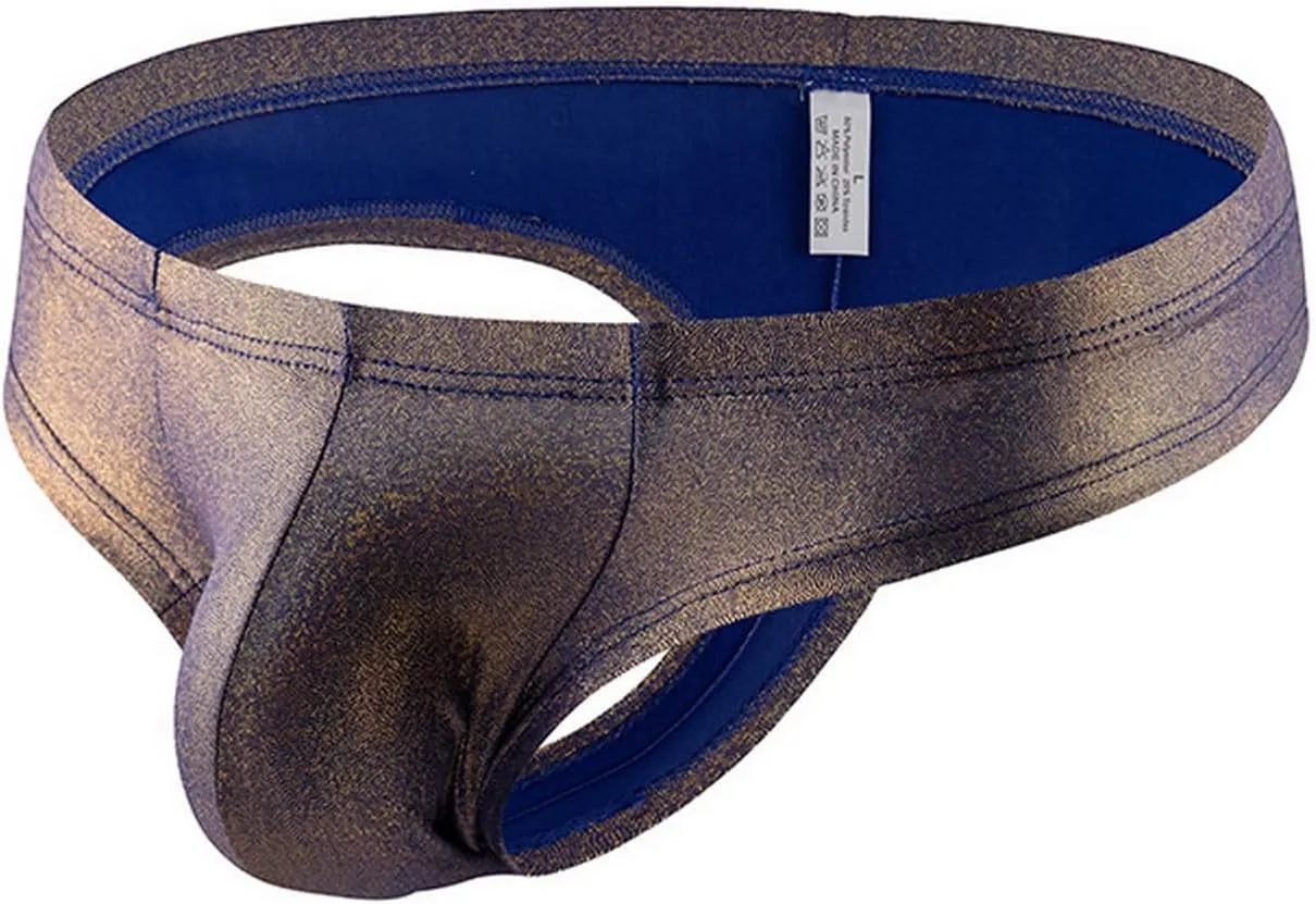 Mens Faux Leather G-string Underwear Sexy Breathable Underpants Comfortable Thong Bikini Panties