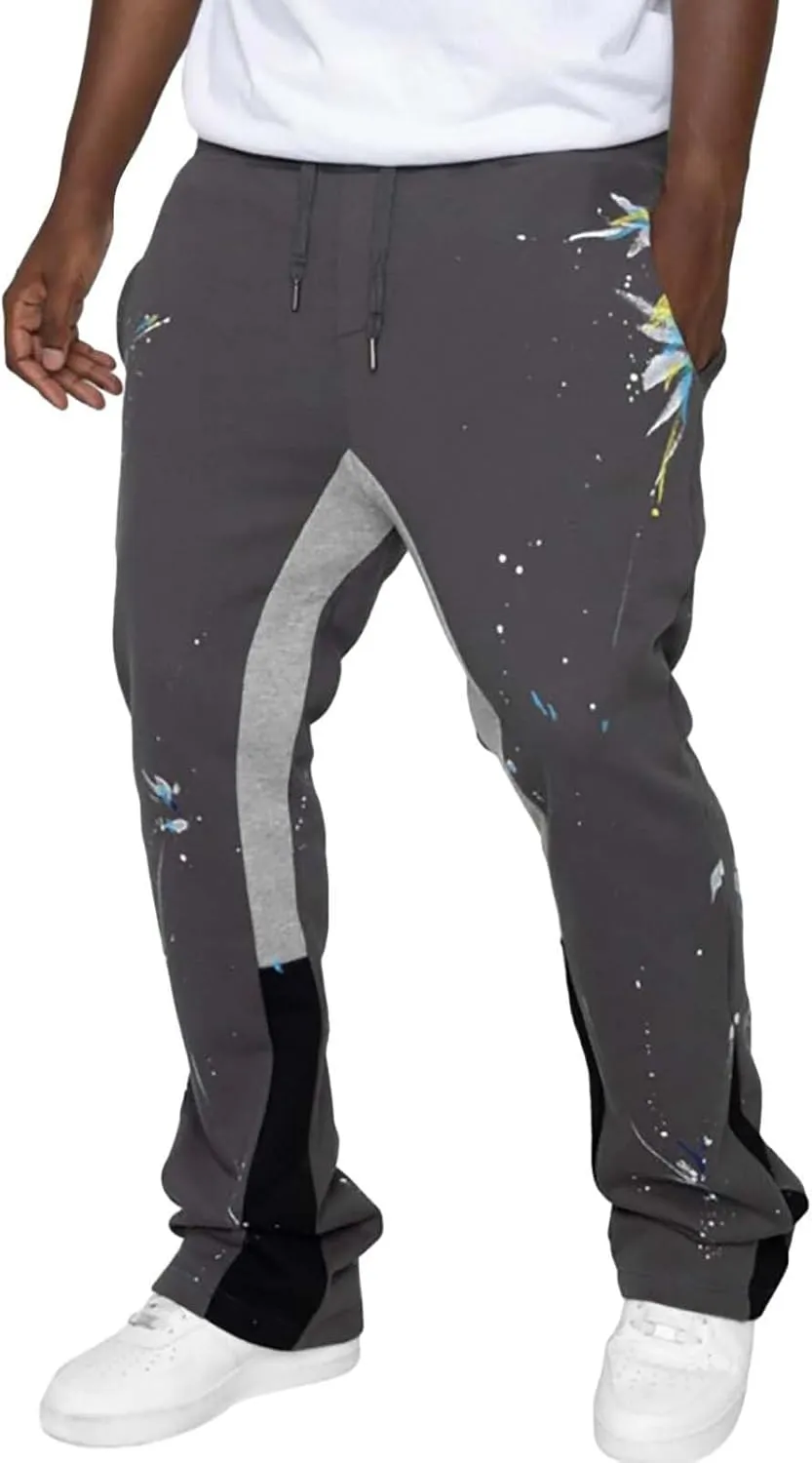 Men's Fleece Sweatpants Leg Fashion Pants Pants Stitching Casual Men's Multi-Pocket Men's Fleece Joggers with