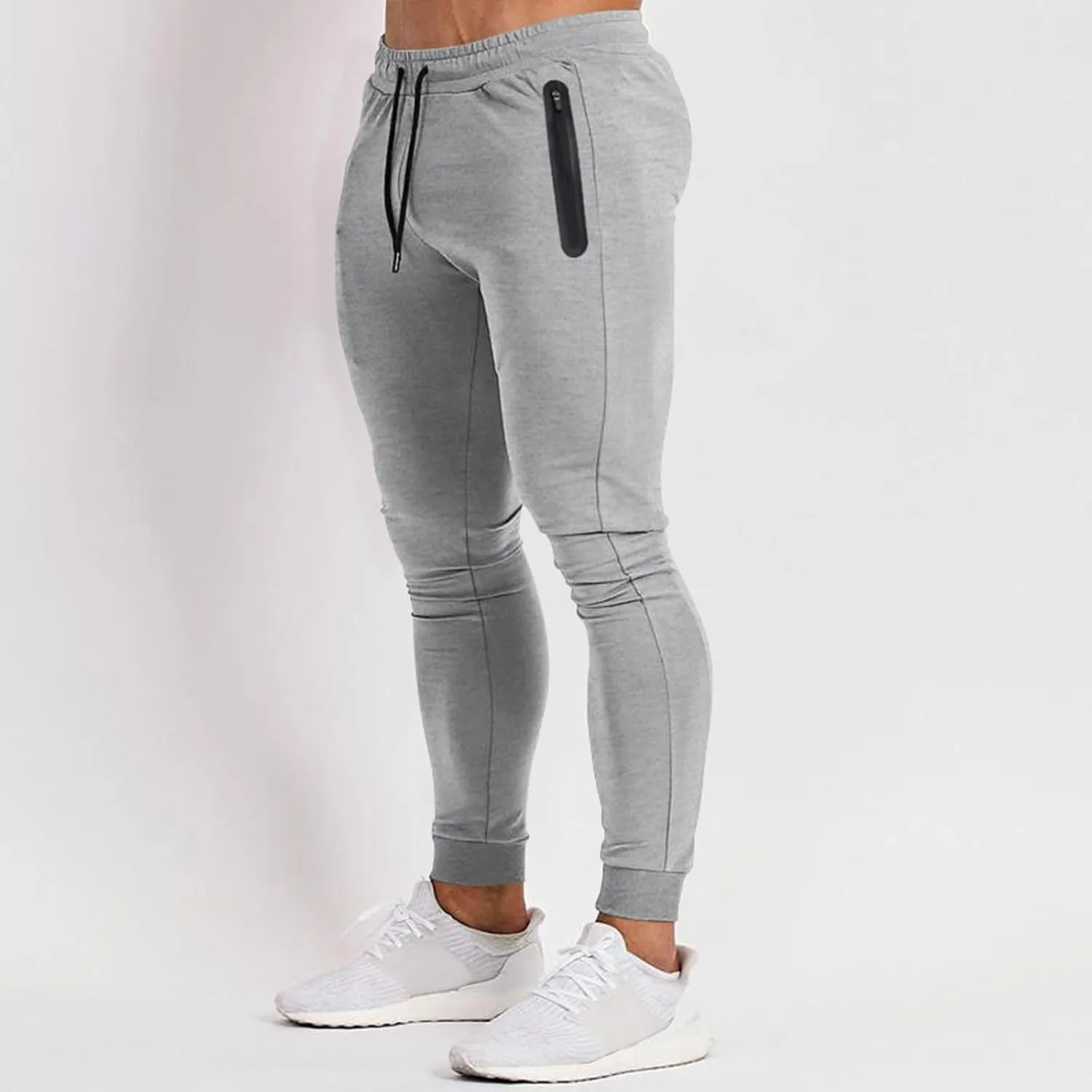 Mens Gym Jogger Pants, Casual Slim Fit Workout Sweatpants with Zipper Pockets Exercise Bodybuilding Athletic Pants