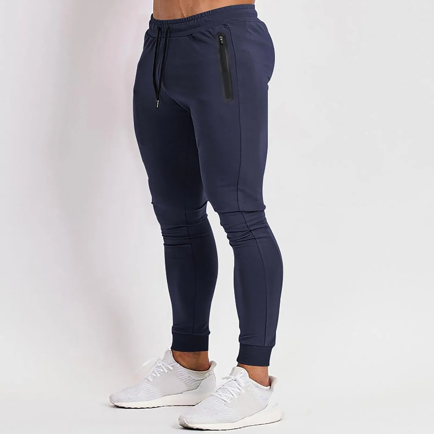 Mens Gym Jogger Pants, Casual Slim Fit Workout Sweatpants with Zipper Pockets Exercise Bodybuilding Athletic Pants